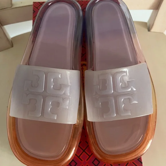 Tory Burch Lavender and Orange Slide Sandals - Picture 3 of 4